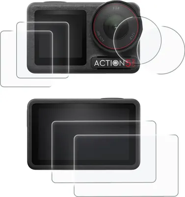 Produktbild von Display- & Objektiv-Schutzglas für DJI Osmo Action 5, Action 5 Pro – 9H gehärtetes Glas, Komplettschutz-Set - 2er pack