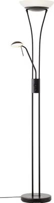 Produktbild von BRILLIANT schwarzer LED Deckenfluter FINN | dimmbare Stehleuchte mit Lesearm | Helligkeit separat einstellbar | 21W 2500 Lumen 3000 Kelvin | Metall/Glas