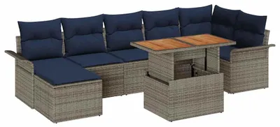 Obrázok produktu pre vidaXL Záhradná sedacia súprava s úložným priestorom 8 ks Grey Poly Rattan
