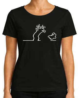 Imagen del producto de Camiseta para mujer, diseño "Linea Strichmännchen Balum Osvaldo Kult Cartoon", color , talla M