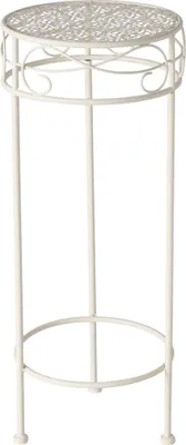 Zdjęcie produktu dla Wysoki stolik boczny biały metalowy stolik na telefon Stolik na rośliny Stolik na kwiaty (mały stolik: 20 x 50 cm)
