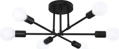 Imagen del producto de Lámpara de techo para dormitorio, lámpara de estudio, lámpara para comedor, estilo industrial, tienda, lámpara sencilla de hierro con 6 cabezales