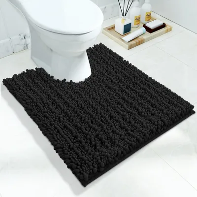 Image de Tapis de bain antidérapant en forme de U, noir, 51 x 61 cm