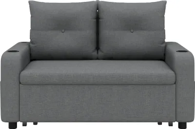 Produktbild von Merax 3-in-1 Schlafsofa mit ausziehbar, Schlaffunktion, Doppelsofa mit Kissen, USB & Getränkehaltern, Bettsofa für kleine Wohnungen, Grau