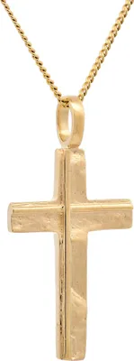 Produktbild von Anhänger Kreuz 585-14 Karat Gold mit vergoldeter Silberkette 40 cm