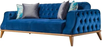 Produktbild von Sofa 3 Sitzer Blau Wohnzimmer Klassische Design Chesterfield Elegantes Stil