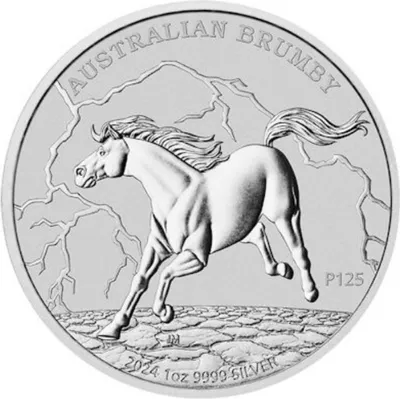 Obrázok produktu pre 1 unca Austrália Brumby Horse 2024 Strieborná zberateľská minca 9999