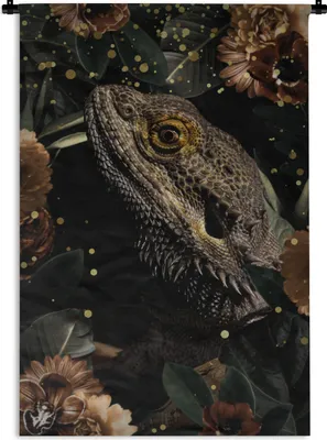 Produktbild von MuchoWow® Wandteppich Wandbehang Reptilien - Pflanzen - Blumen 90x135 cm Tapisserie Dekoration Wandtuch - Baumwolle - Wandskulptur