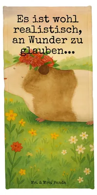 Produktbild von Mr. & Mrs. Panda Baumwollhandtuch Meerschweinchen Weisheit Design - Gelb Pastell - Geschenk, Wunder, Handtuch, Motivation, Lustige Sprüche, Reisehandtuch, Spruch