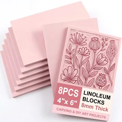 Productafbeelding van Set van 8 Roze Rubber Carving Blokken voor Stampen