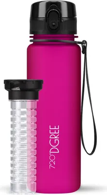 Produktbild von uberBottle softTouch Trinkflasche mit Fruchtbehälter 500ml / Fuchsia Pink/ 720DGREE