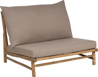 Produktbild von BELIANI Niedriger Stuhl Helles Bambusholz Taupe Rückenlehne Sitzkissen Innen und Außen Modernes Rustikales Design