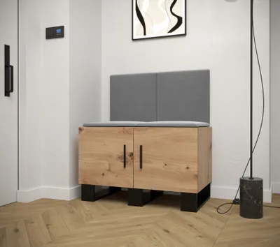 Obrázok produktu pre Predsieňová zostava RUMIE 19 - dub artisan, šedé panely