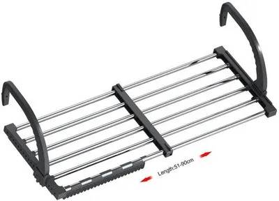 Image de Séchoir à linge compact en acier inoxydable, dépliable, 51-95 cm, avec porte-chaussettes
