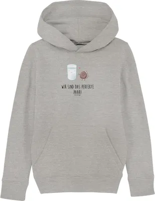 Produktbild von Mr. & Mrs. Panda Kinderpullover Milch Keks 7-8 Jahre (122/128) - Heather Grey - Geschenk, Lustige Sprüche, Kinderbekleidung, Pullover, Cookie, Hoodie, Kapuzenpullover