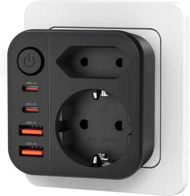 Produktbild von USB-C und A Steckdosenblock, 7-in-1, 4 Steckdosen, für Zuhause und Büro