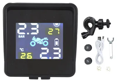 Image de Système de contrôle de la pression des pneus de moto Solar TPMS Écran LCD Capteur d'alarme pour scooter