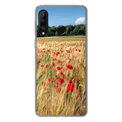 Produktbild von MuchoWow® Handyhülle Schutzhülle Hülle für Huawei P30 Lite Wilde Mohnblumen auf einem großen Feld Silikon Softcase Handy Hülle - Handyhülle