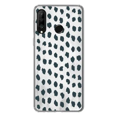 Produktbild von MuchoWow® Handyhülle Schutzhülle Hülle für Huawei P30 Lite Polka dots - Schwarz - Marmor Silikon Softcase Handy Hülle - Handyhülle