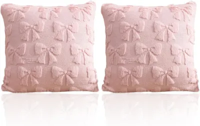 Image de 2 housses de coussin, douces et moelleuses, pour canapé ou lit.