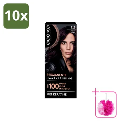 Obrázok produktu pre 10 ks trvalej farby na vlasy SYOSS 3-3 – Trendy Violet – balenie s 10 kusmi