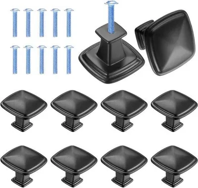 Produktbild von Schwarz, quadratische, metallische, Küchenhaken, 30 mm, vierstückiges Set