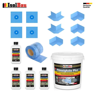 Dichtset Flüssigfolie 20 kg Dichtband Dichtecken für Dusch und Bad Abdichtung