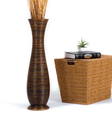 Produktbild von Leewadee Hohe Bodenvase 65 cm aus Mangoholz in braun
