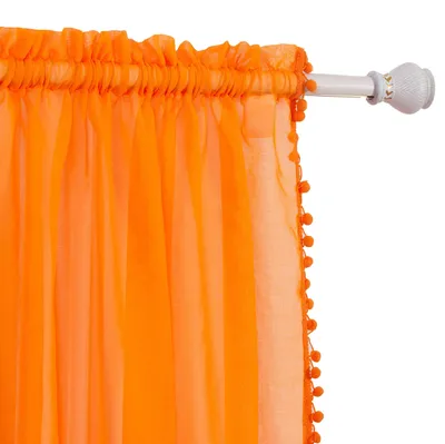 Productafbeelding van Semi-doorschijnende Gordijnen met Pompon voor Woonkamer en Slaapkamer, 2 Stuks