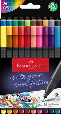Produktbild von Faber-Castell Grip, Mehrfarbig, Mehrfarbig, Recycelbarer Kunststoff, Metall, 0,4 mm, 20 Stück(e)