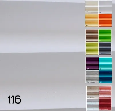 A collage of fabric swatches in various colors, with a large white area and the number '116' in the bottom left corner.