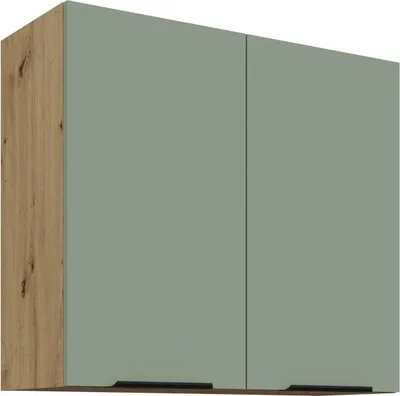 Produktbild von Oberschrank LUNARA – Breite 80 cm, grün/Eiche (handwerklich)