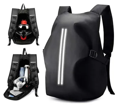 Image de Sac à dos étanche et réfléchissant pour moto, noir, 45 litres