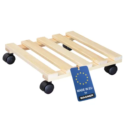Zdjęcie produktu dla WAGNER PALETTI wózek na rośliny 35 x 35 x 8 cm, do użytku wewnętrznego, lite drewno, naturalny, nośność 100 kg, produkt UE - 20003401