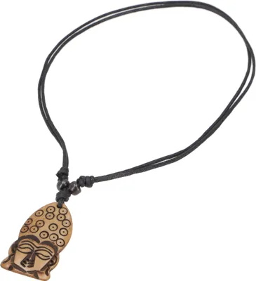 Produktbild von Ethno Amulet, Tibet Halskette, Tibetschmuck - Buddha, Braun, Yak-Knochen, 4*2,5 cm, Ketten & Modeschmuck für den Hals