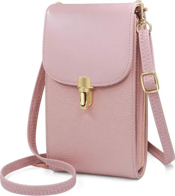 Zdjęcie produktu dla Torba na telefon komórkowy Damska skórzana torba na ramię Crossbody Różowy