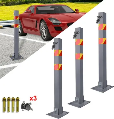 Obrázok produktu pre JNGLGO 3x parkovací stĺpik so závorou skladací 3 kľúče - Robustný a stabilný stĺpik so závorou (3 kusy)
