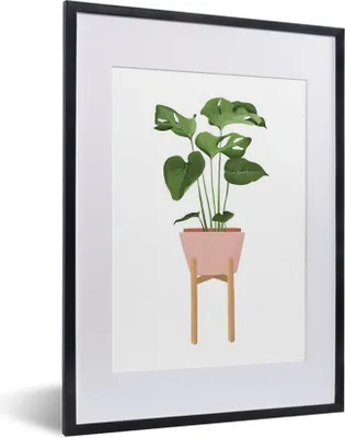 Produktbild von MuchoWow® MuchoWow® Gerahmtes Poster Zimmerpflanzen - Blumentopf - Monstera 30x40 cm - Poster mit zchwarzem Bilderrahmen - Wandposter Schlafzimmer