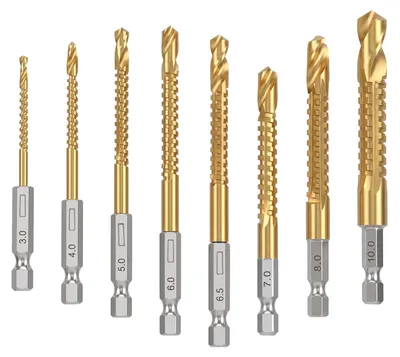 Imagen del producto de Juego de 8 brocas helicoidales para madera, de 3 a 10 mm