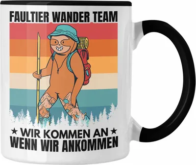 Produktbild von Trendation - Faultier Tasse Geschenk Faultier Wander Team Gessch Wander Geschenke (Schwarz)