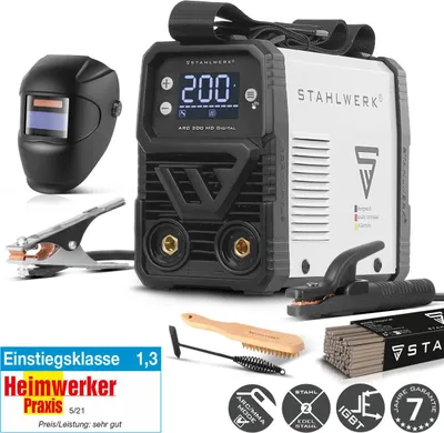 Produktbild von STAHLWERK Elektroden-Schweißgerät ARC 200 MD Digital – Vollausstattung – MMA (E-Hand) & Lift-TIG (DC) bis 200 A, ohne Gas, ARC-Force, Hotstart