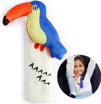 Produktbild von Milk&Moo Flying Toucan Kinder Gurtpolster, Sicherheitsgurt, Schulterpolster für Kindersitz, Schutzkissen, Anti Reibung Gürtelkissen, Gurtschutz, ab 0 Monate
