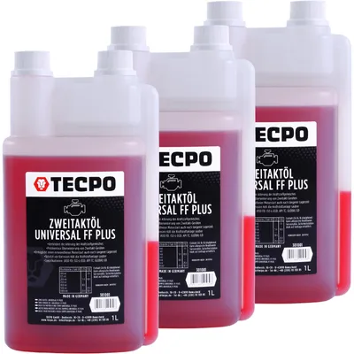 Produktbild von TECPO Zweitaktöl Universal 2-Takt FF Plus 3 Liter, teilsynthetisch, mit Fuel Fresh, für Gemisch & Getrenntschmierung, ideal für Motorsäge, Rasenmäher, Mofa, JASO FD, ISO-L-EGD, API TC, 1:50 mischbar