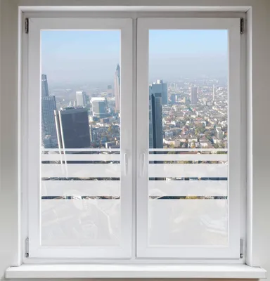 Produktbild von INDIGOS UG Sichtschutzfolie Glasdekorfolie Fensterfolie Dynamische Streifen satiniert blickdicht - 1200mm Breite x 500mm Höhe