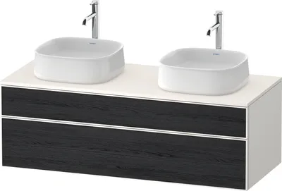 Image de Duravit Zencha Meuble sous-lavabo sur console, 1300x550mm, 1 coulissant, 1 tiroir, 2 découpes, ZE4823B16840000