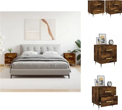 Produktbild von vidaXL Nachttische 2 Stk. Räuchereiche 40x35x47,5 cm Holzwerkstoff -  Nachttische