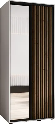 Produktbild von MEBLE KRYSPOL Lanko 2 Schrank mit 2 Schiebetüren  - 235,2x110x60 cm - Weiß Schwarz Artisan