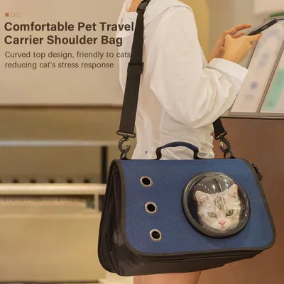 Produktbild von Von der Fluggesellschaft zugelassene Katzentrage, bequeme Haustier-Reise-Umhängetasche, Handtasche für Katzen, kleine Hunde unter 6,5 kg