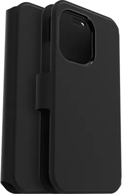 A black smartphone case is shown in a studio shot.