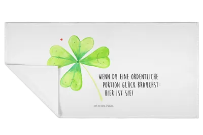 Produktbild von Mr. & Mrs. Panda Handtuch Blume Kleeblatt - Weiß - Geschenk, kleines, Glücksbringer, Umzug, Glück, frottee, Flauschtuch, Neuanfang, Motivation, Garten, Frotteehandtuch
